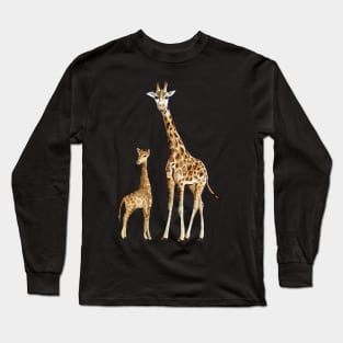 Mama And Baby Giraffe Wildlife Long Sleeve T-Shirt